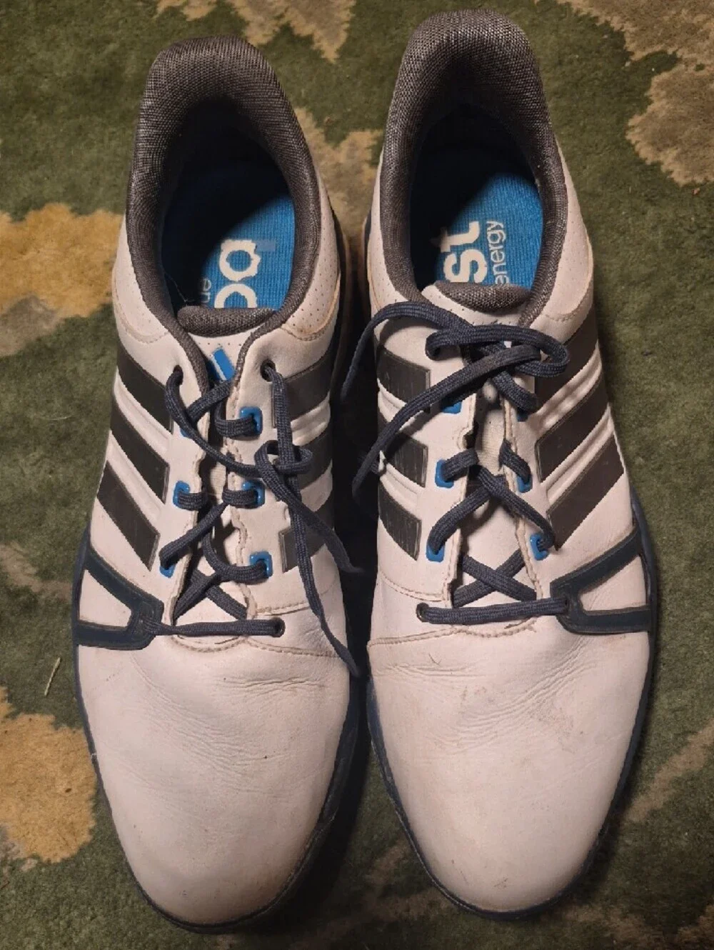 Men's White and Navy Athletic Shoes with Cushioned Support